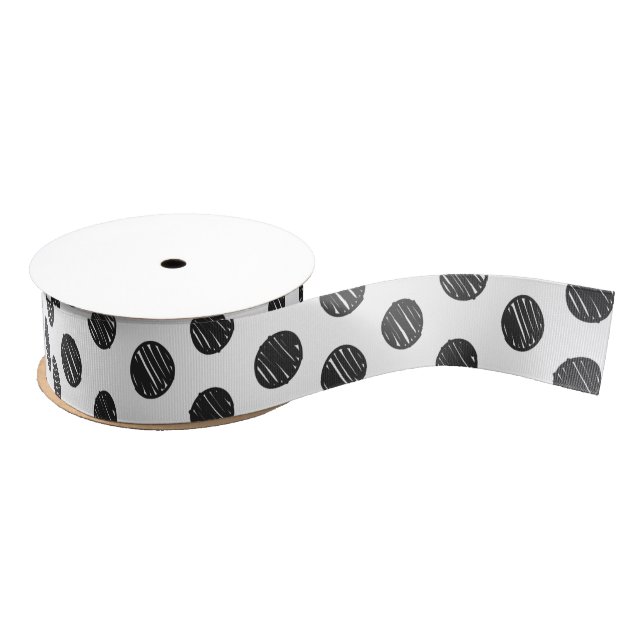 Artisan Polka Dots Schwarz-weiß Chic Modern Fun Ripsband (Spule)