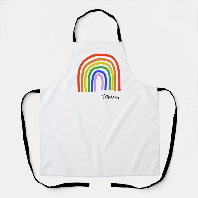 Artisan Rainbow Heart NAME Farbige Liebe Spaß Schürze (Vorderseite)