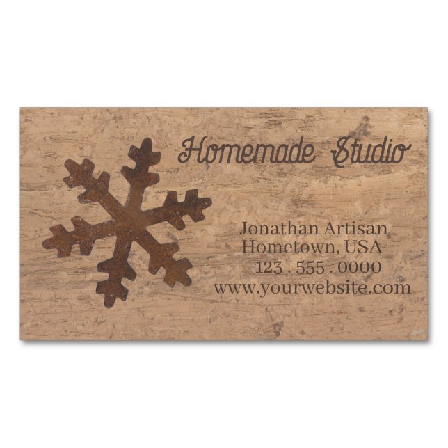 Artisan Rustic Christmas Magnetische Visitenkarte (Vorderseite)