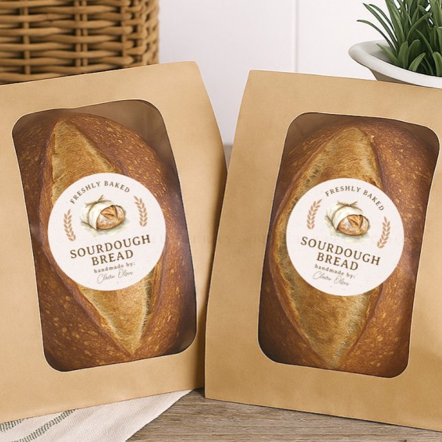 Artisan-Sauerteigbrot-Etikett Runder Aufkleber (Von Creator hochgeladen)