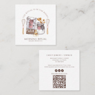 Artisan Wasserfarbe Bäcker Dessert Catering QR Cod Quadratische Visitenkarte