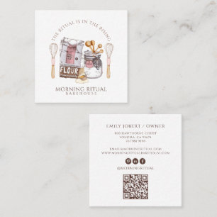 Artisan Wasserfarbe Bäcker Dessert Catering QR Cod Quadratische Visitenkarte