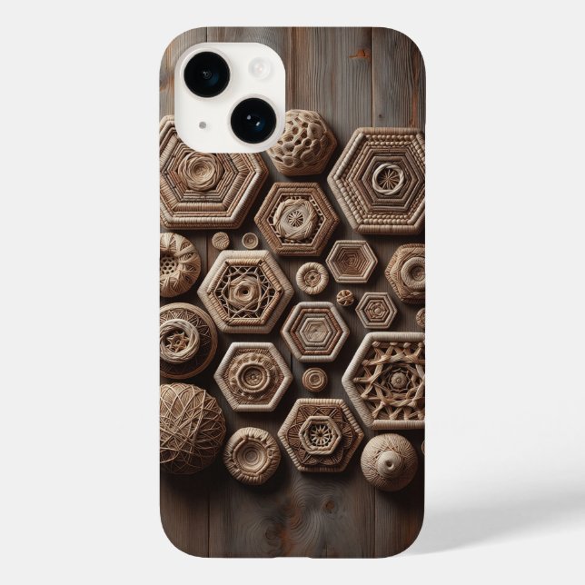 Artisan Woven Geometric Shapes Phone Case - Rustic (Rückseite)