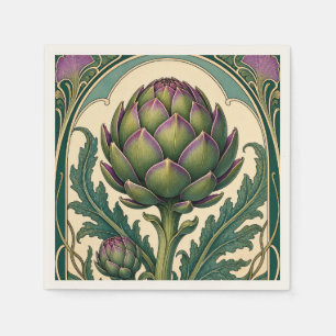 Artischocke im Jugendstil - Vintage Küchenkunst Serviette