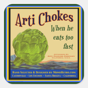 Artischocke Vintage-Kiste Kunst-Aufkleber Quadratischer Aufkleber