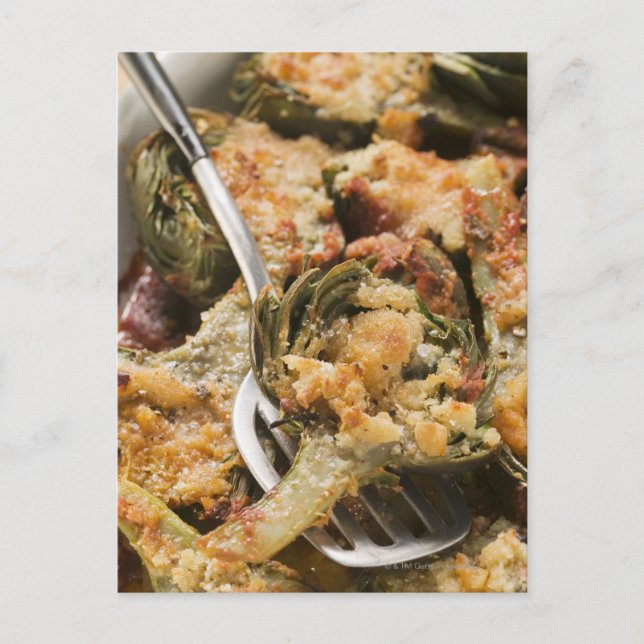 Artischocken mit Gratin Postkarte (Vorderseite)