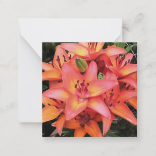 Artisitc Coral Colored Garden Lilies Mitteilungskarte