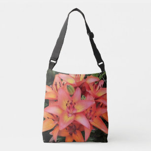 Artisitc Coral Colored Garden Lilies Tragetaschen Mit Langen Trägern