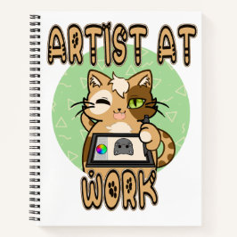 Artist at work cute cat design notizbuch