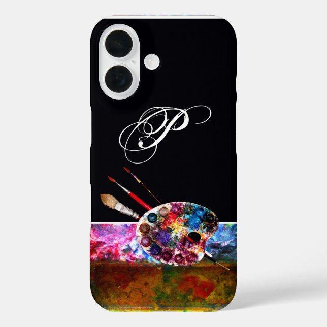 ARTIST FARBE PALETTE MONOGRAMM Black Case-Mate iPhone Hülle (Rückseite)