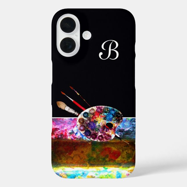 ARTIST FARBE PALETTE MONOGRAMM Black Case-Mate iPhone Hülle (Rückseite)