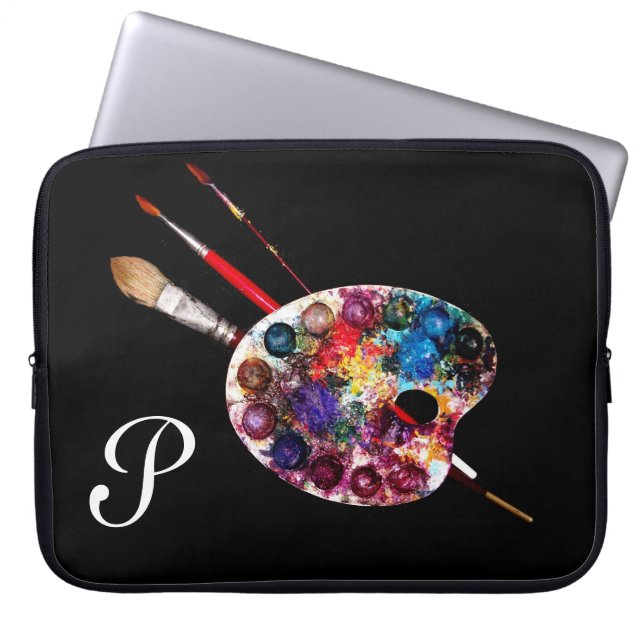 ARTIST FARBE PALETTE MONOGRAMM Black Laptopschutzhülle (Vorderseite)