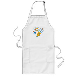 Artist Paint Palette and Brushes Lange Schürze