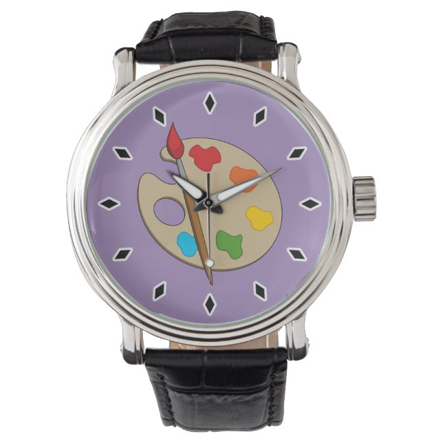 Artist Palette mit Pinsel Armbanduhr (Vorderseite)