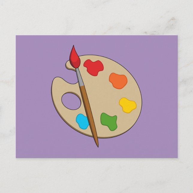 Artist Palette mit Pinsel Feiertagspostkarte (Vorderseite)