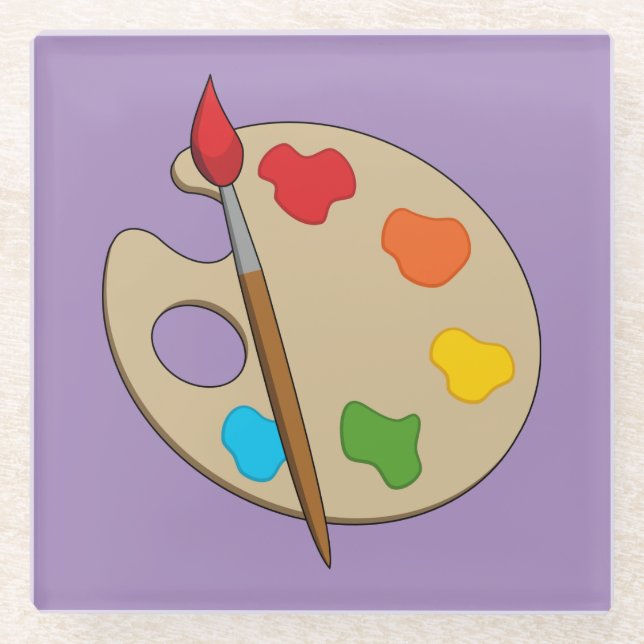 Artist Palette mit Pinsel Glasuntersetzer (Vorderseite)