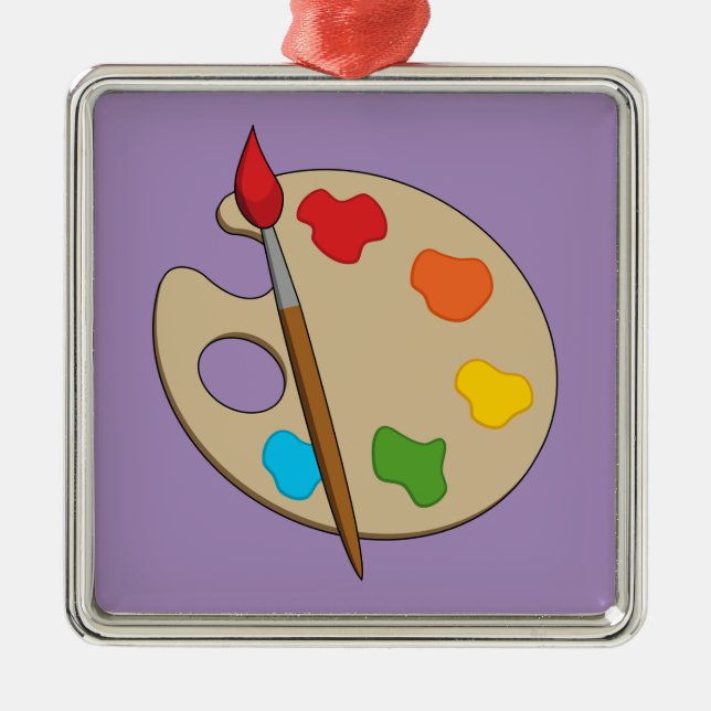 Artist Palette mit Pinsel Ornament Aus Metall (Vorne)
