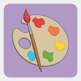 Artist Palette mit Pinsel Quadratischer Aufkleber