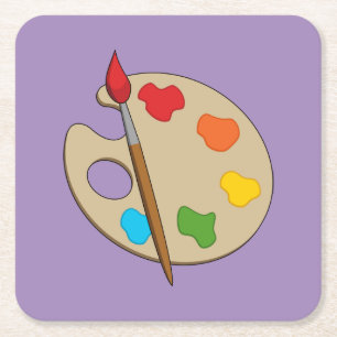 Artist Palette mit Pinsel Rechteckiger Pappuntersetzer