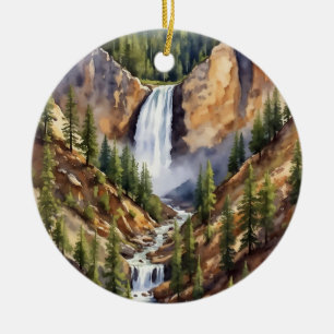 Artist Point Yellowstone Nationalpark Wasserfarben Keramik Ornament