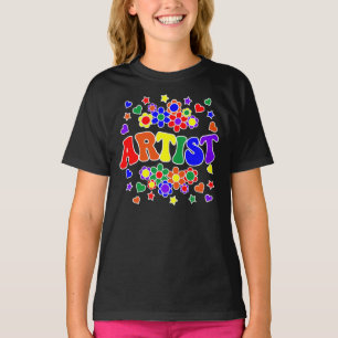 ARTIST-Retro Groovy Vintag, Blume, Herz, Star T-Shirt