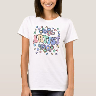 ARTIST-Retro Groovy Vintag, Blume, Herz, Star T-Shirt