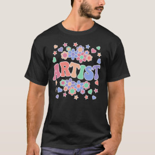 ARTIST-Retro Groovy Vintag, Blume, Herz, Star T-Shirt