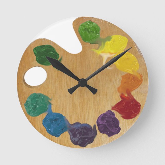 Artist’s palette color wheel runde wanduhr (Vorderseite)