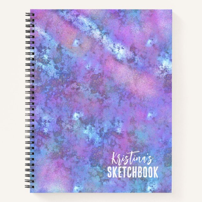 Artist Sketchbook Elegant Lila Holographie Notizbuch (Vorderseite)