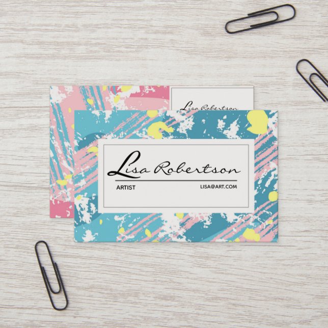 Artist Studio Art Zeichn School Teacher Palette Ca Visitenkarte (Vorderseite/Rückseite Beispiel)