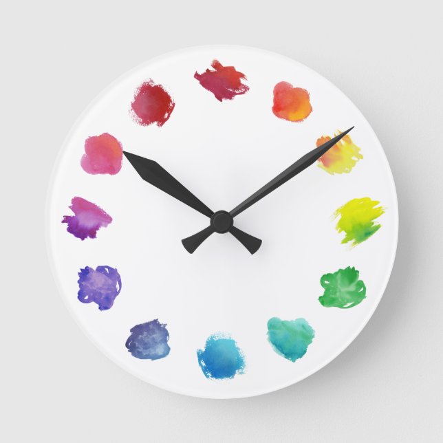 Artist Watercolor Paint Palette Acrylic Wall Clock Runde Wanduhr (Vorderseite)