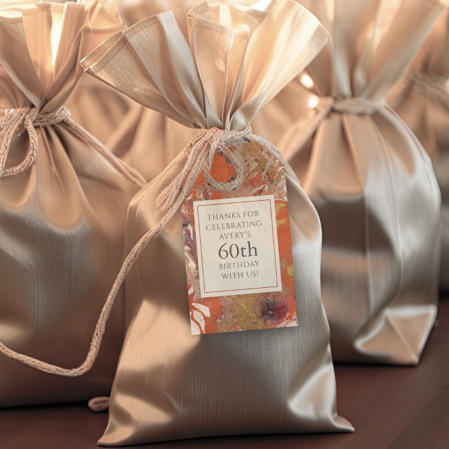 Artistic Abstract Boho Colorful 60th Birthday Geschenkanhänger (A colorful abstract gift tag for a 60th birthday party or any age!)