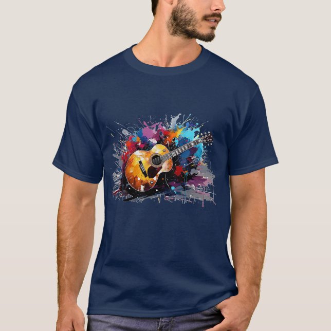 Artistic Abstract Guitar Music Lover's Art T-Shirt (Vorderseite)