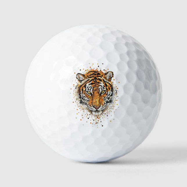 Artistic Abstract Splatter Tiger Face Wildlife Golfball (Vorderseite)