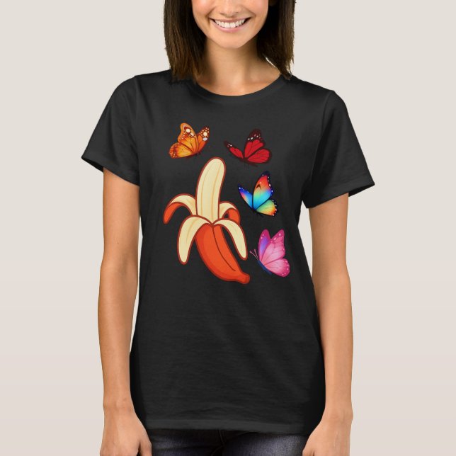 Artistic Banana with Butterflies T-Shirt (Vorderseite)