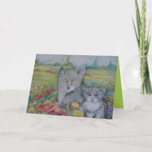 Artistic birthday card with cats and text karte