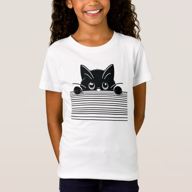 Artistic Black Cat Design T-Shirt (Vorderseite)