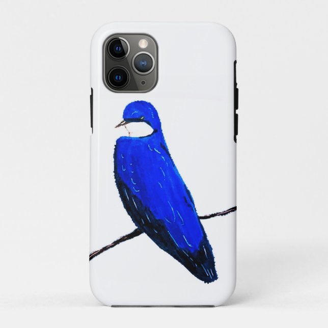 Artistic Blue Bird Tree Schlucken Case-Mate iPhone Hülle (Rückseite)