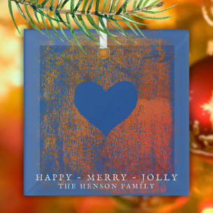 Artistic Blue Heart Zeichnend Familienweihnachtsfe Ornament Aus Glas