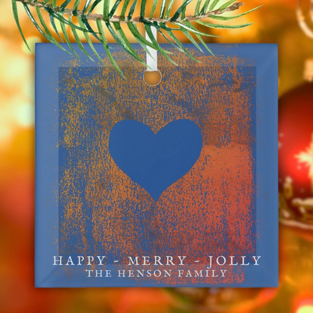 Artistic Blue Heart Zeichnend Familienweihnachtsfe Ornament Aus Glas (Von Creator hochgeladen)