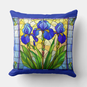 Artistic Blue Iris Floral Throw Kissen