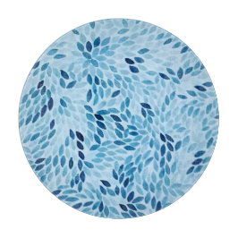Artistic Blue Mosaic Petals Glass Cutting Board Schneidebrett