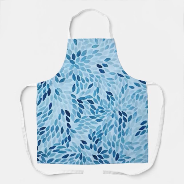Artistic Blue Petals Watercolor Pattern Schürze (Vorderseite)