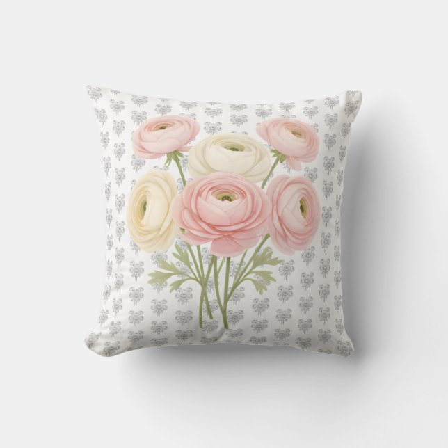 Artistic Botanical Ranunculus Flower Accent Kissen (Vorderseite)