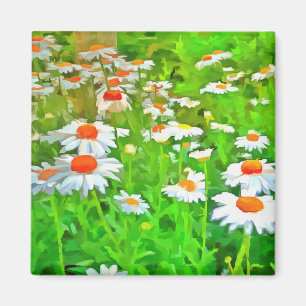 Artistic Bright and Colorful Pop Art Daisies v1 z. Magnet