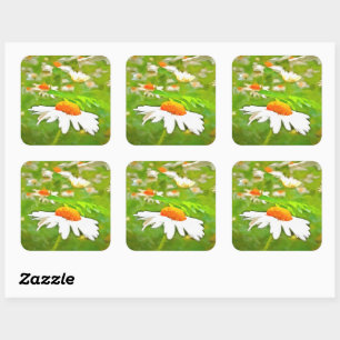 Artistic Bright Colorful White Garden Daisis /5 Quadratischer Aufkleber