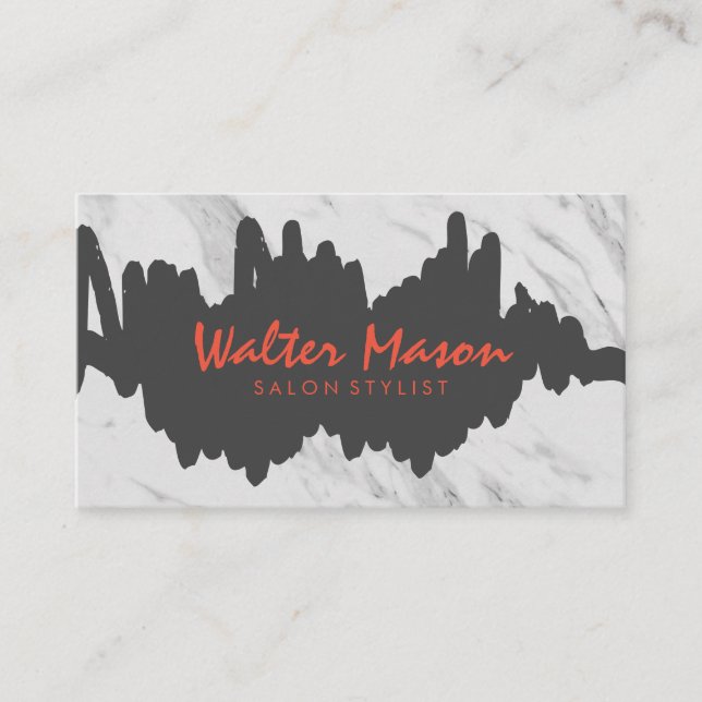 Artistic Brushed Gray Scribble Marble Visitenkarte (Vorderseite)