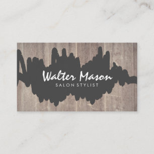 Artistic Brushed Scribble Wood Panel Visitenkarte