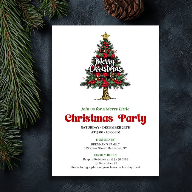 Artistic Buffalo Christmas Tree Party Invitation Einladung (Artistic Buffalo Christmas Tree Party Invitation)