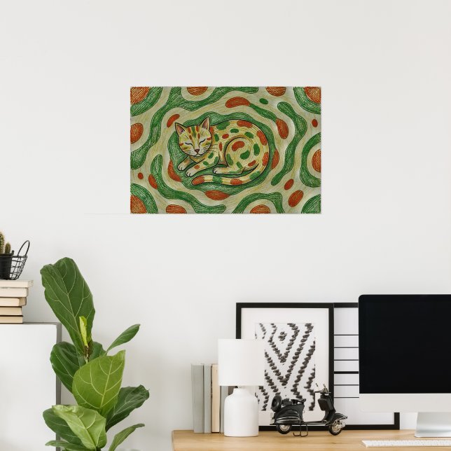 Artistic Calico Cat Camouflage Abstract Pattern Poster (Heimbüro)